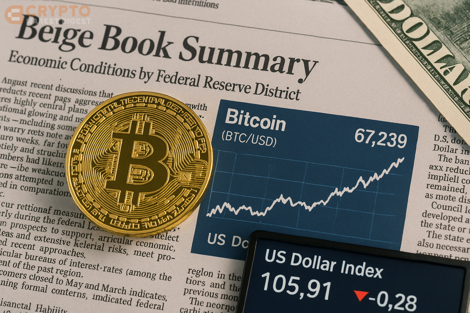 Fed's Beige Book Pushes Bitcoin Past $67K as Dollar Rally Fades
